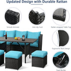 Ensemble de meubles de patio 7 pièces AECOJOY, canapé sectionnel d'extérieur en rotin, ensemble de conversation