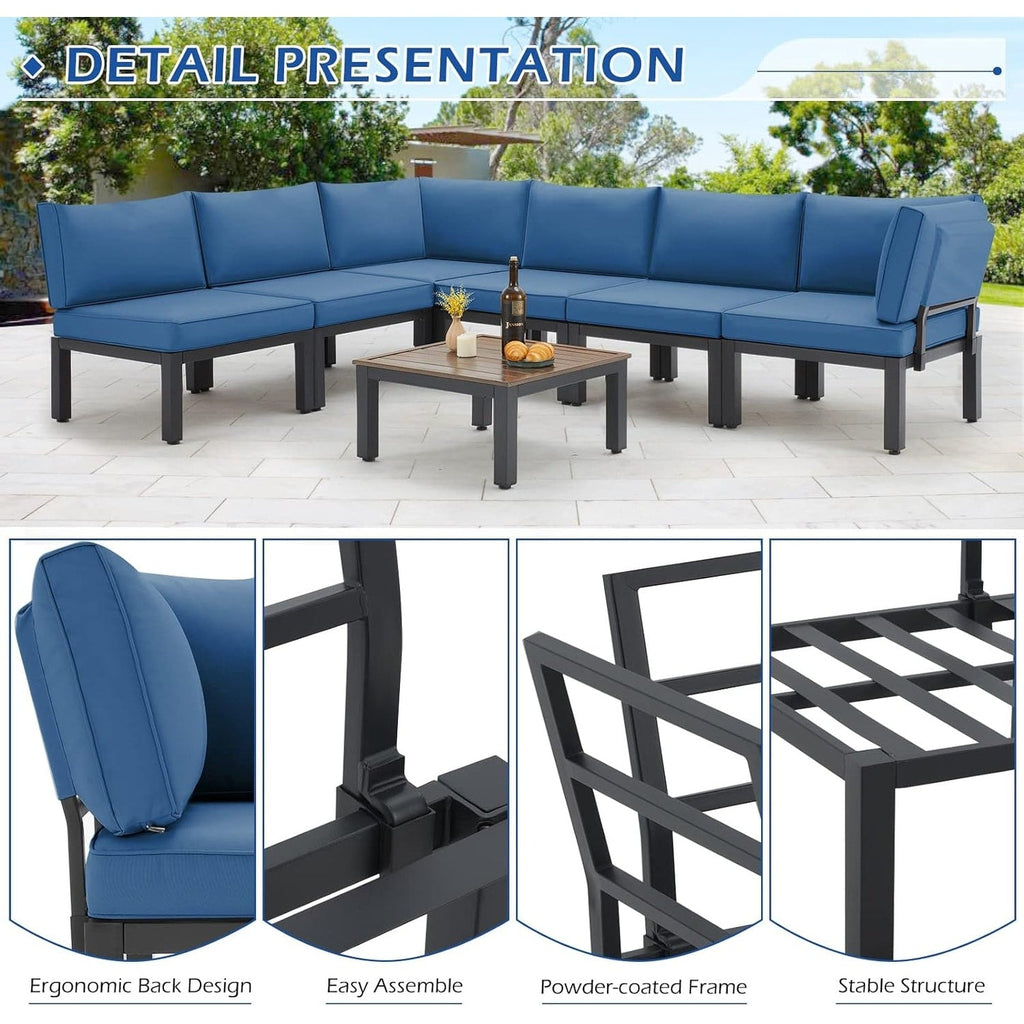 Ensemble de meubles de patio extérieur AECOJOY avec canapé de conversation sectionnel en métal