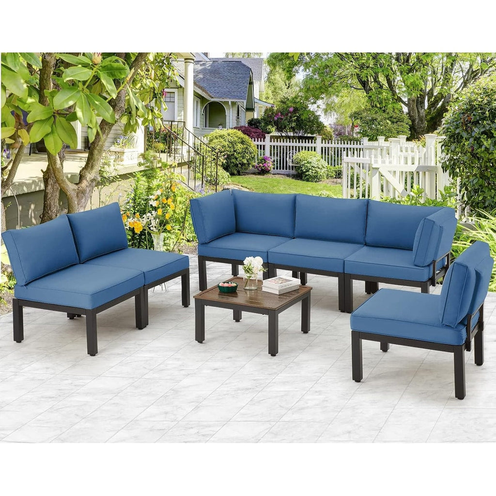 Ensemble de meubles de patio extérieur AECOJOY avec canapé de conversation sectionnel en métal