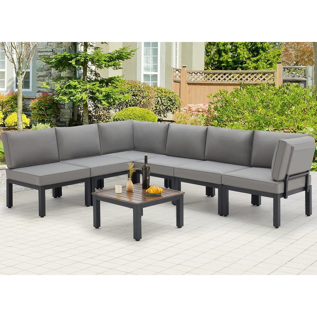 Ensemble de meubles de patio extérieur AECOJOY avec canapé de conversation sectionnel en métal