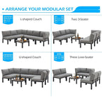 Ensemble de meubles de patio extérieur AECOJOY avec canapé de conversation sectionnel en métal