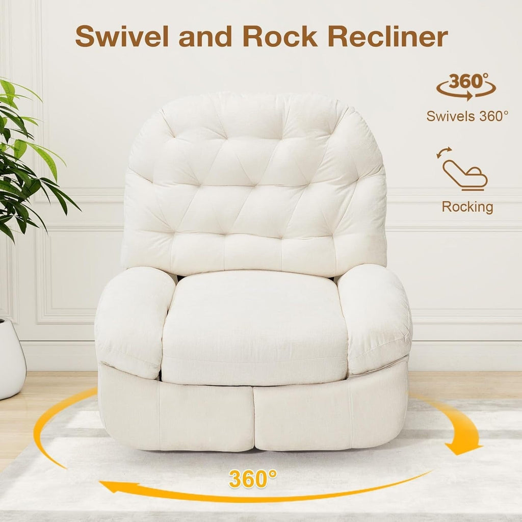 Fauteuil inclinable surdimensionné AECOJOY, pivotant à 360°, fauteuil à bascule en chenille pour adultes, canapé chaise longue ergonomique moderne