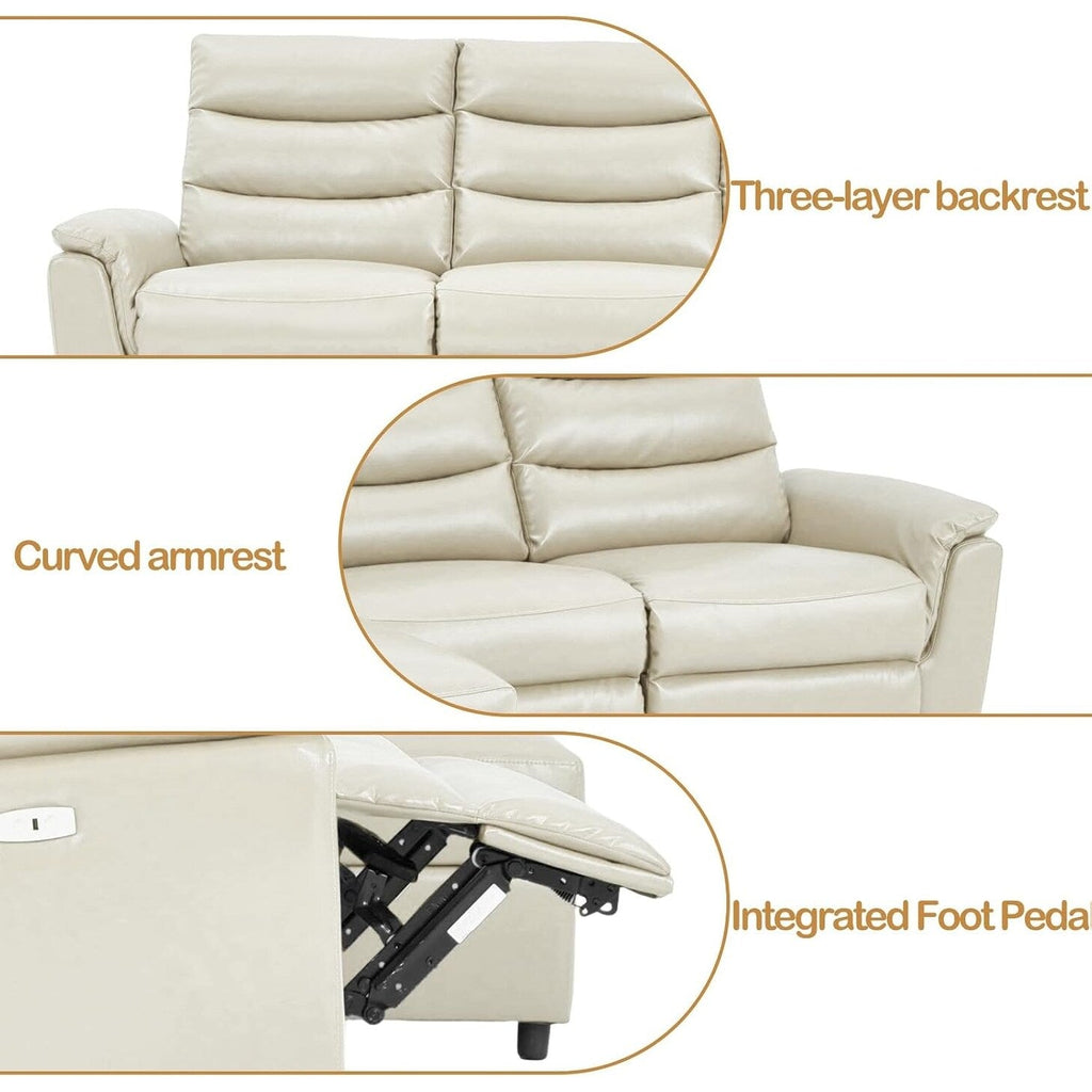 Canapé sectionnel inclinable électrique AECOJOY, canapé-lit en cuir PU avec méridienne de rangement, dossier et repose-pieds réglables