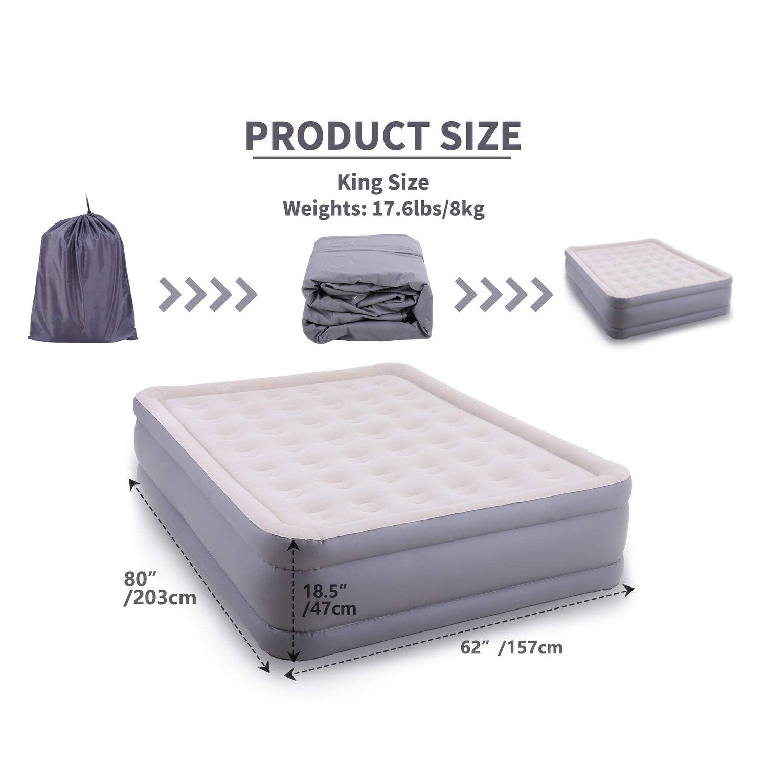 Matelas pneumatiques ALPHA CAMP avec pompe intégrée, matelas gonflable à dessus floqué pour camping, voyage, maison