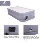 Matelas pneumatiques ALPHA CAMP avec pompe intégrée, matelas gonflable à dessus floqué pour camping, voyage, maison