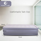 Matelas pneumatiques ALPHA CAMP avec pompe intégrée, matelas gonflable à dessus floqué pour camping, voyage, maison