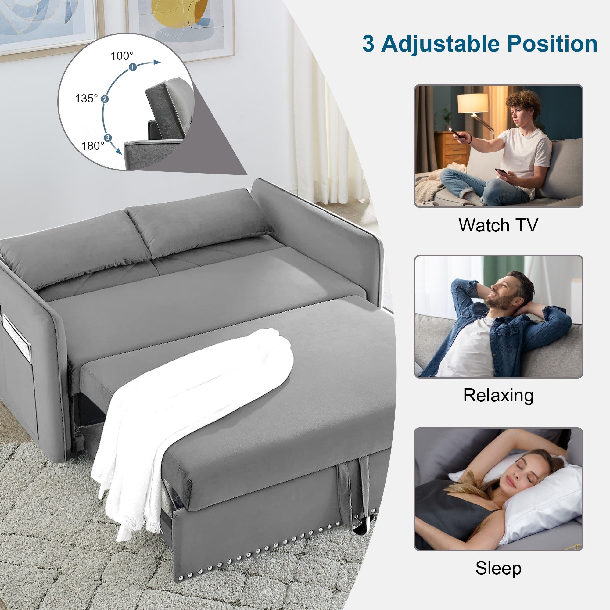 Canapé-lit convertible 3 en 1 Aukfa en velours