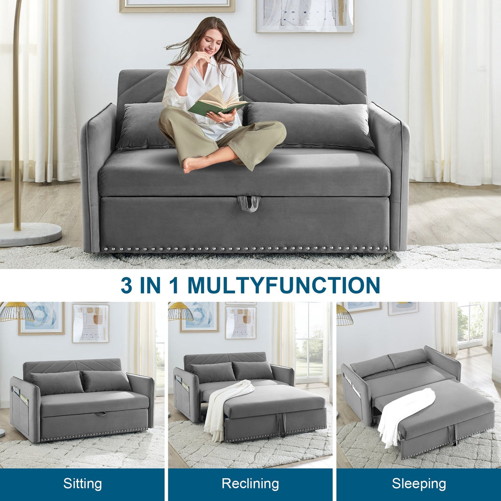 Canapé-lit convertible 3 en 1 Aukfa en velours