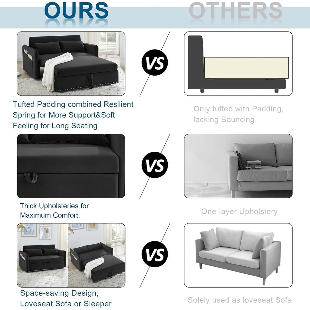 Canapé-lit convertible 3 en 1 Aukfa en velours