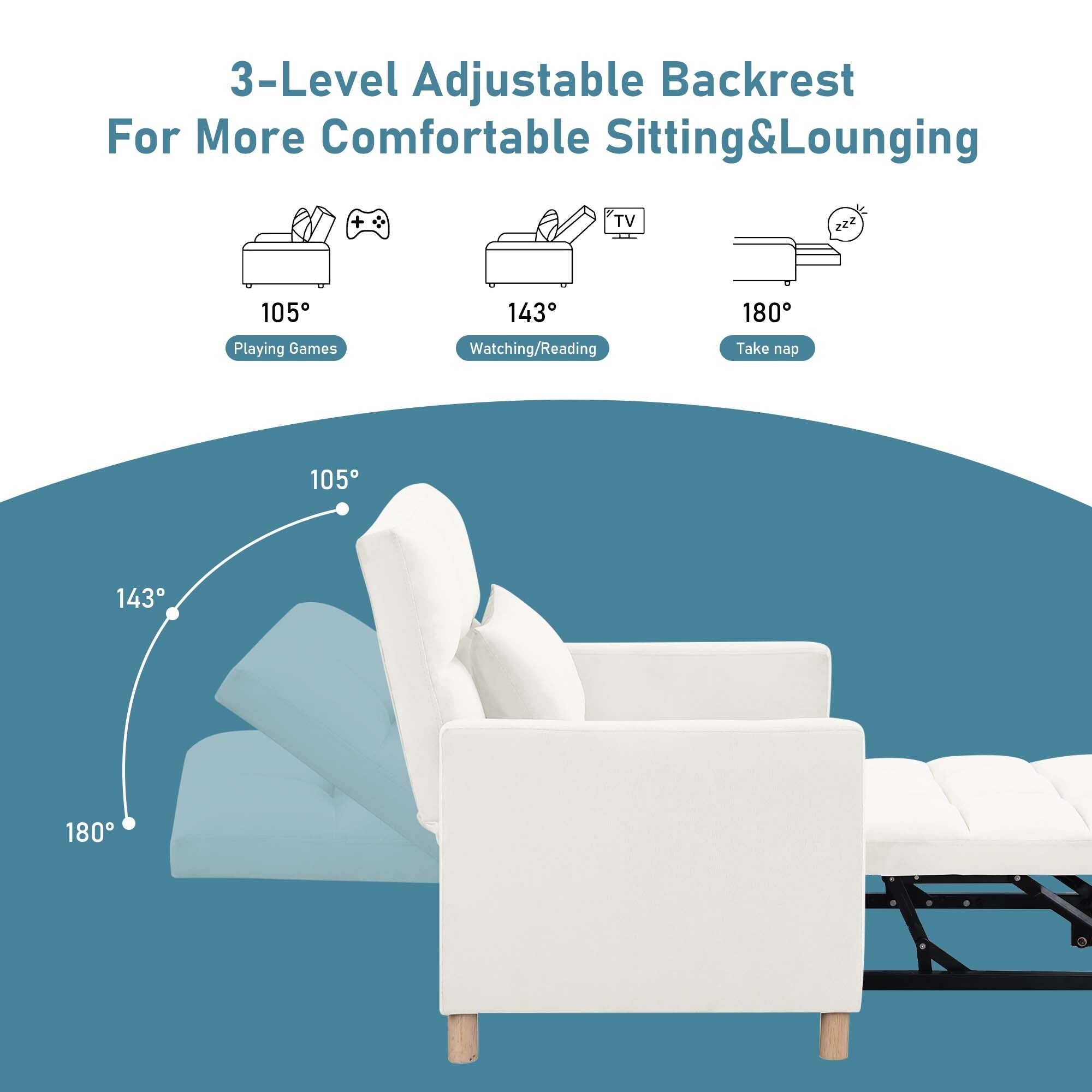 Fauteuil-lit convertible Aukfa avec oreiller