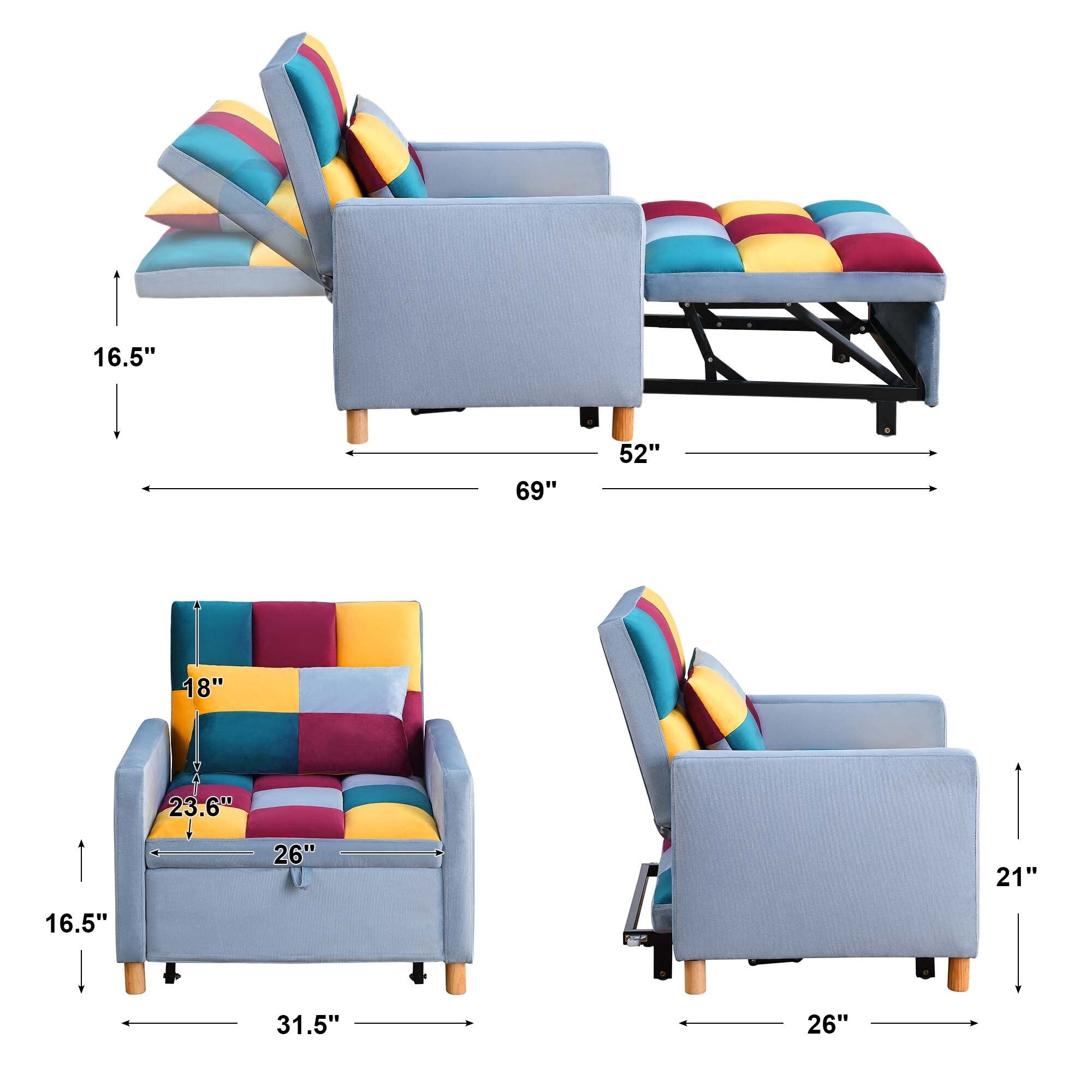 Fauteuil-lit convertible Aukfa avec oreiller