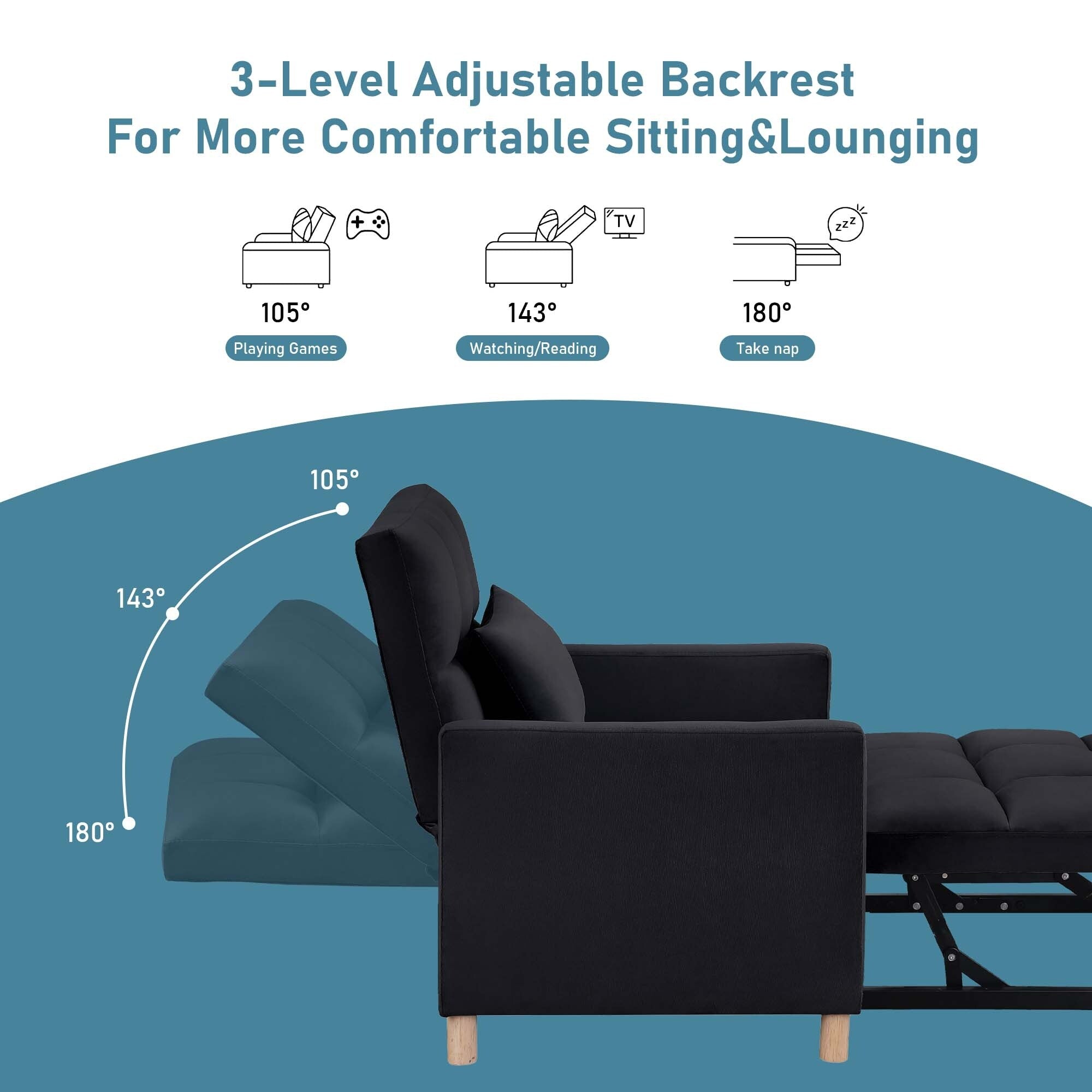 Fauteuil-lit convertible Aukfa avec oreiller