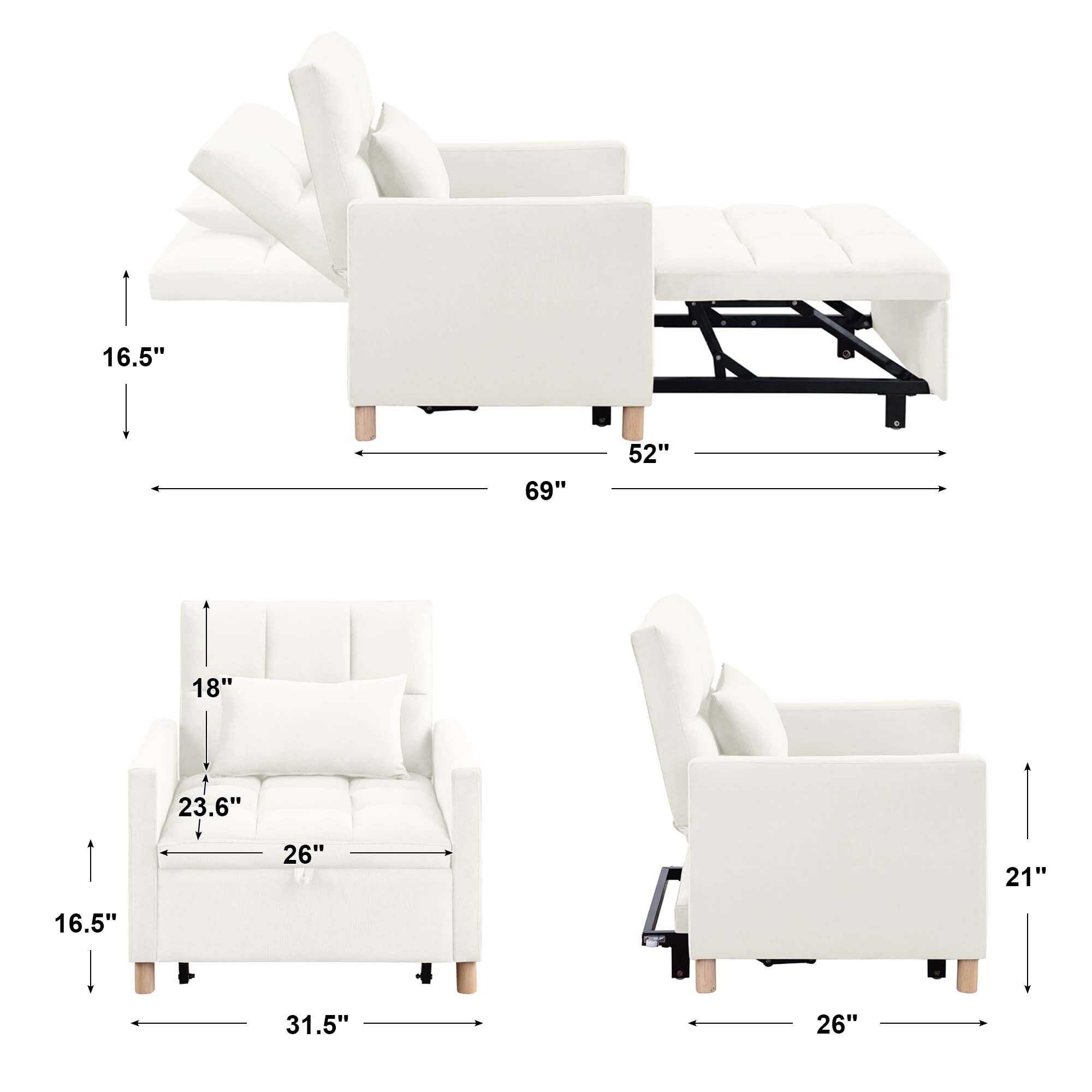 Fauteuil-lit convertible Aukfa avec oreiller