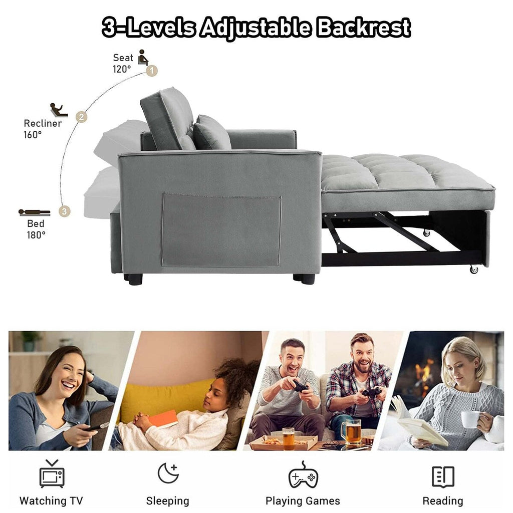 Canapé-lit convertible en velours Aukfa avec poche latérale