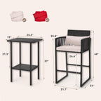 Ensemble de bar en osier AVAWING 3 pièces avec housse de coussin supplémentaire