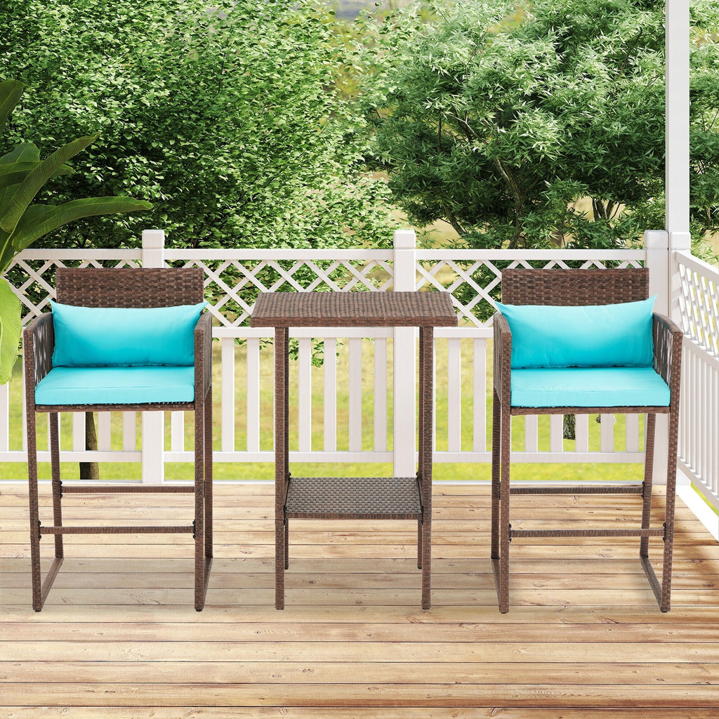 Ensemble de bar en osier AVAWING 3 pièces avec housse de coussin supplémentaire