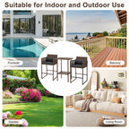 Ensemble de bar en osier AVAWING 3 pièces avec housse de coussin supplémentaire