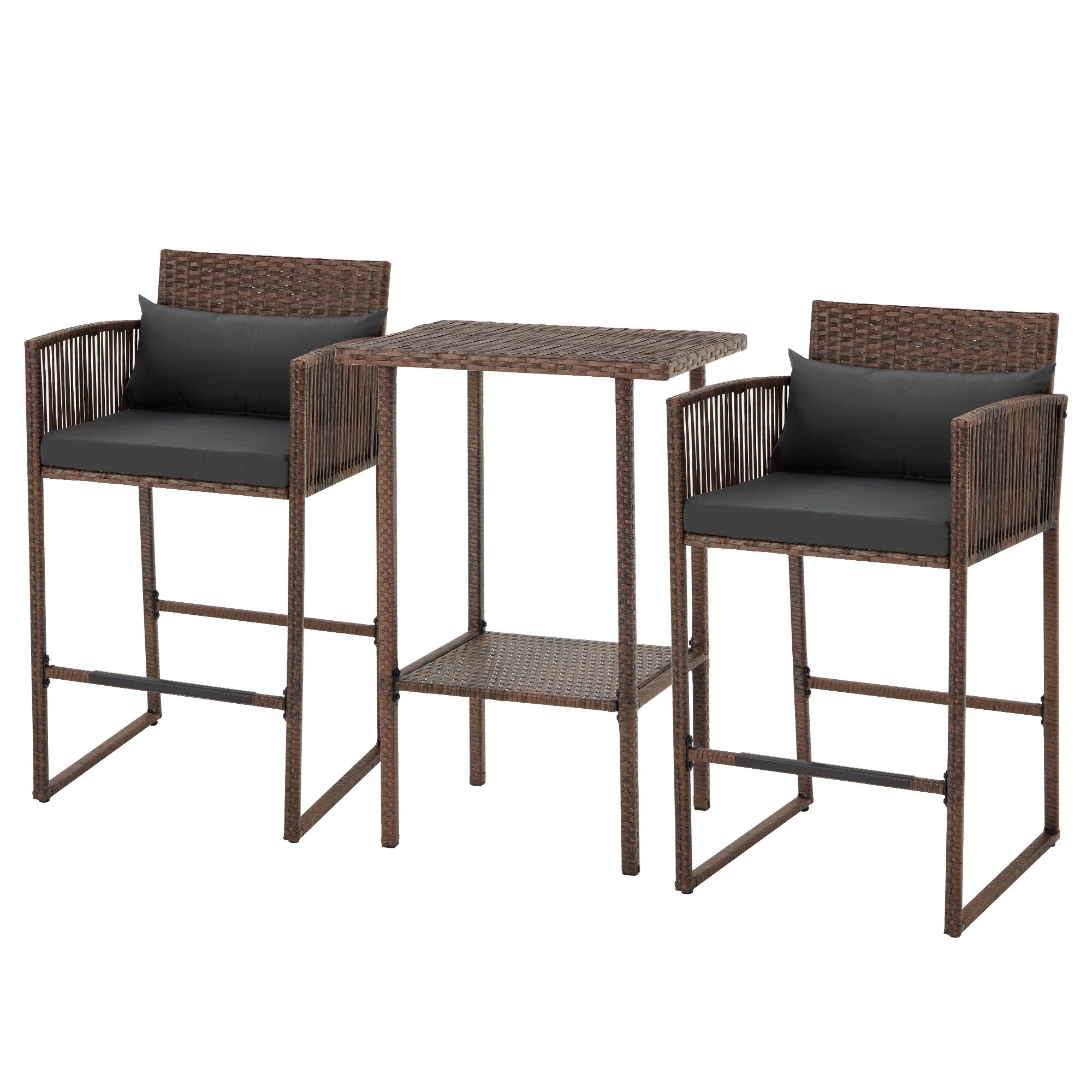 Ensemble de bar en osier AVAWING 3 pièces avec housse de coussin supplémentaire