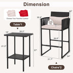 Ensemble de bar en osier AVAWING 3 pièces avec housse de coussin supplémentaire