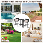 Ensemble de bar en osier AVAWING 3 pièces avec housse de coussin supplémentaire