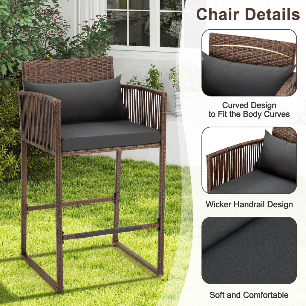 Ensemble de bar en osier AVAWING 3 pièces avec housse de coussin supplémentaire