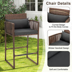 Ensemble de bar en osier AVAWING 3 pièces avec housse de coussin supplémentaire