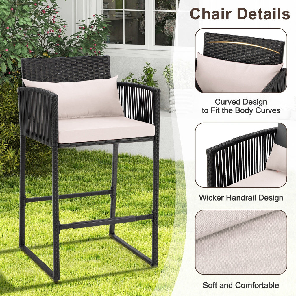 Ensemble de bar en osier AVAWING 3 pièces avec housse de coussin supplémentaire