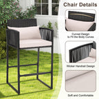 Ensemble de bar en osier AVAWING 3 pièces avec housse de coussin supplémentaire