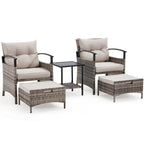 Ensemble de meubles de patio AVAWING 5 pièces en osier avec table basse et pouf