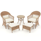 Ensemble de meubles de patio AVAWING 5 pièces, chaises d'extérieur en rotin, ensemble de conversation bistro en osier