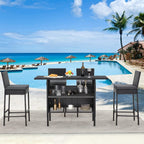 Ensemble de bar de patio AVAWING 5 pièces en rotin avec coussin amovible