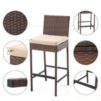 Ensemble de bar de patio AVAWING 5 pièces en rotin avec coussin amovible