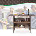 Ensemble de bar de patio AVAWING 5 pièces en rotin avec coussin amovible