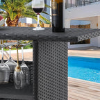 Ensemble de bar de patio AVAWING 5 pièces en rotin avec coussin amovible