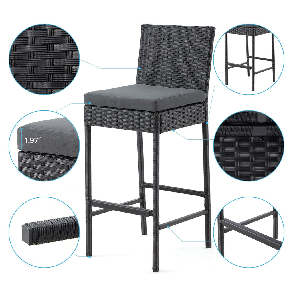 Ensemble de bar de patio AVAWING 5 pièces en rotin avec coussin amovible