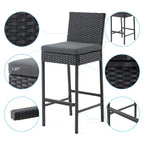 Ensemble de bar de patio AVAWING 5 pièces en rotin avec coussin amovible