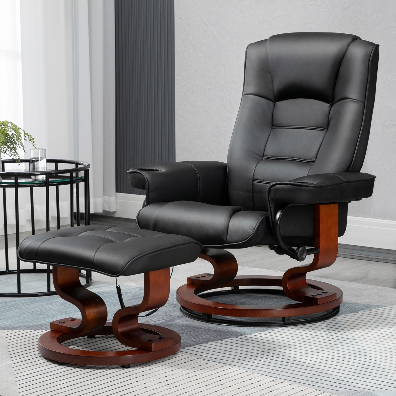 Fauteuil inclinable AVAWING avec ottoman, massage vibrant et pivotant