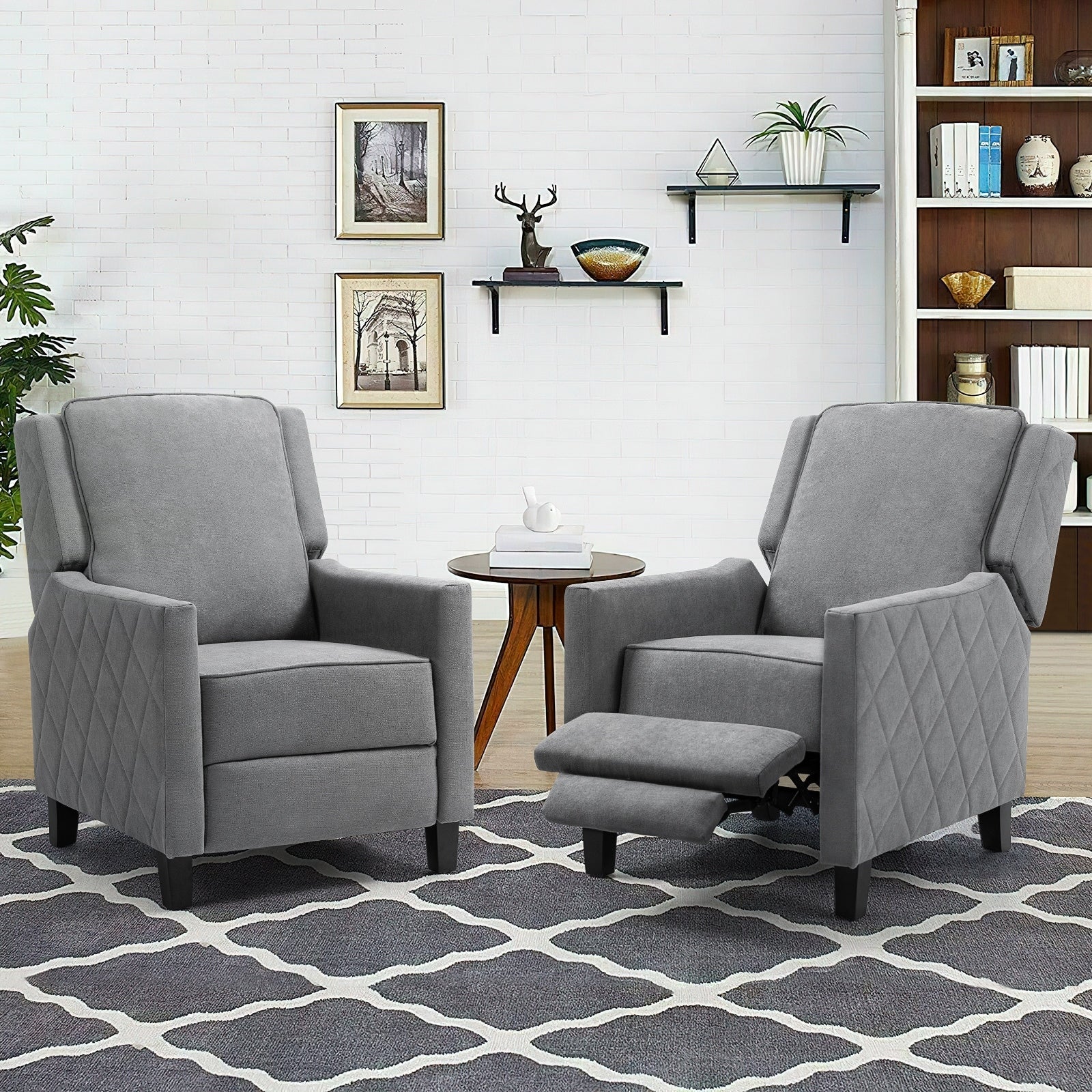 AVAWING Lot de 2 fauteuils inclinables à dossier relevable Fauteuil à oreilles en lin