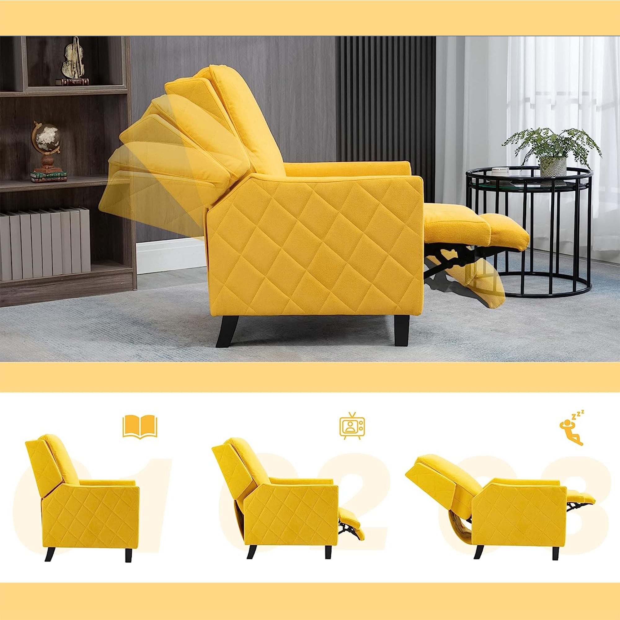 AVAWING Lot de 2 fauteuils inclinables à dossier relevable Fauteuil à oreilles en lin