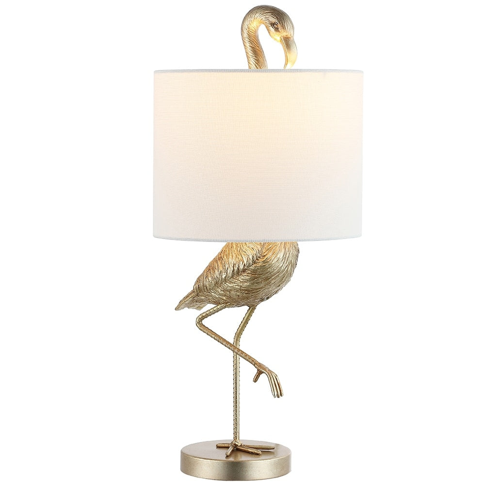 Lampe de table Aaliyah 25 pouces en résine champagne doré avec abat-jour en lin blanc - 25H