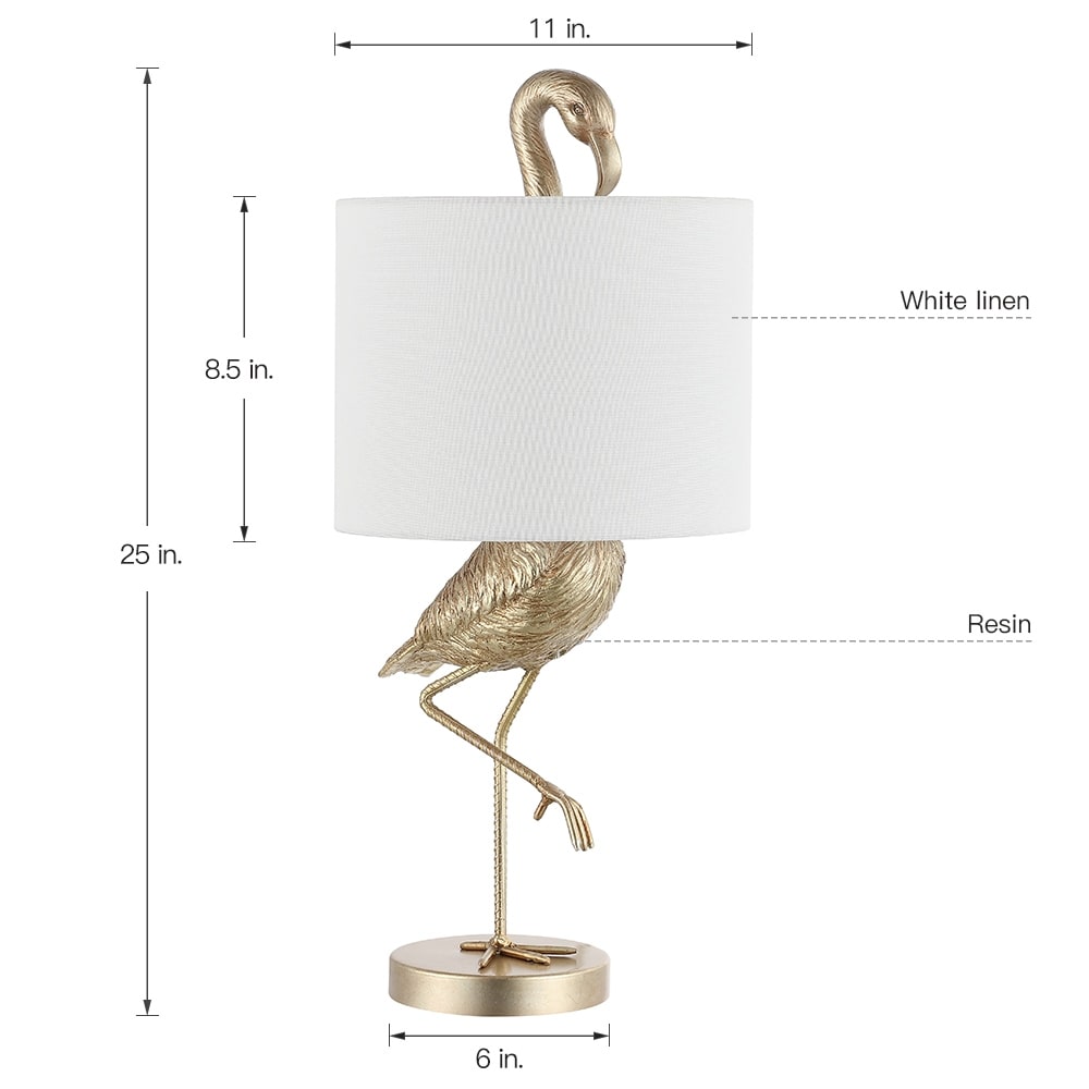 Lampe de table Aaliyah 25 pouces en résine champagne doré avec abat-jour en lin blanc - 25H