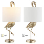 Lampe de table Aaliyah 25 pouces en résine champagne doré avec abat-jour en lin blanc - 25H