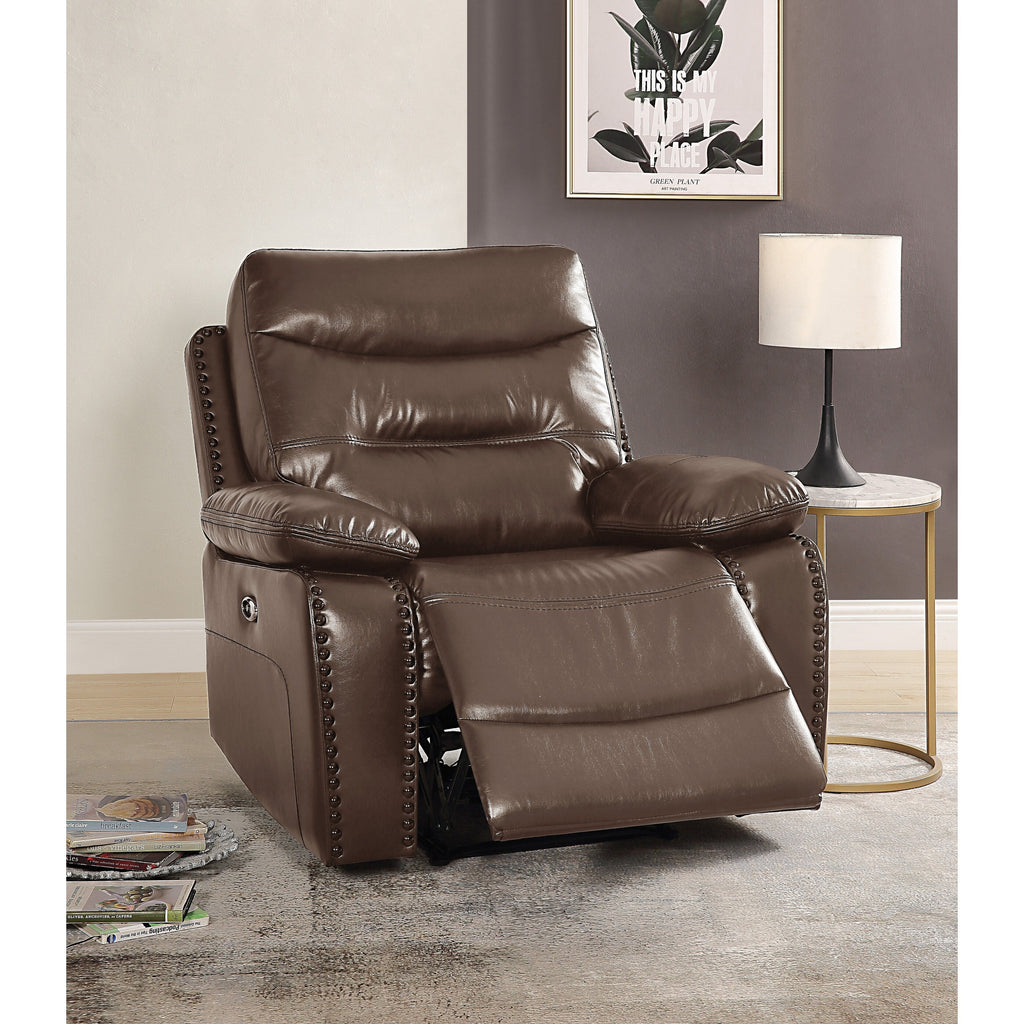Fauteuil inclinable Aashi en cuir marron et gel assorti