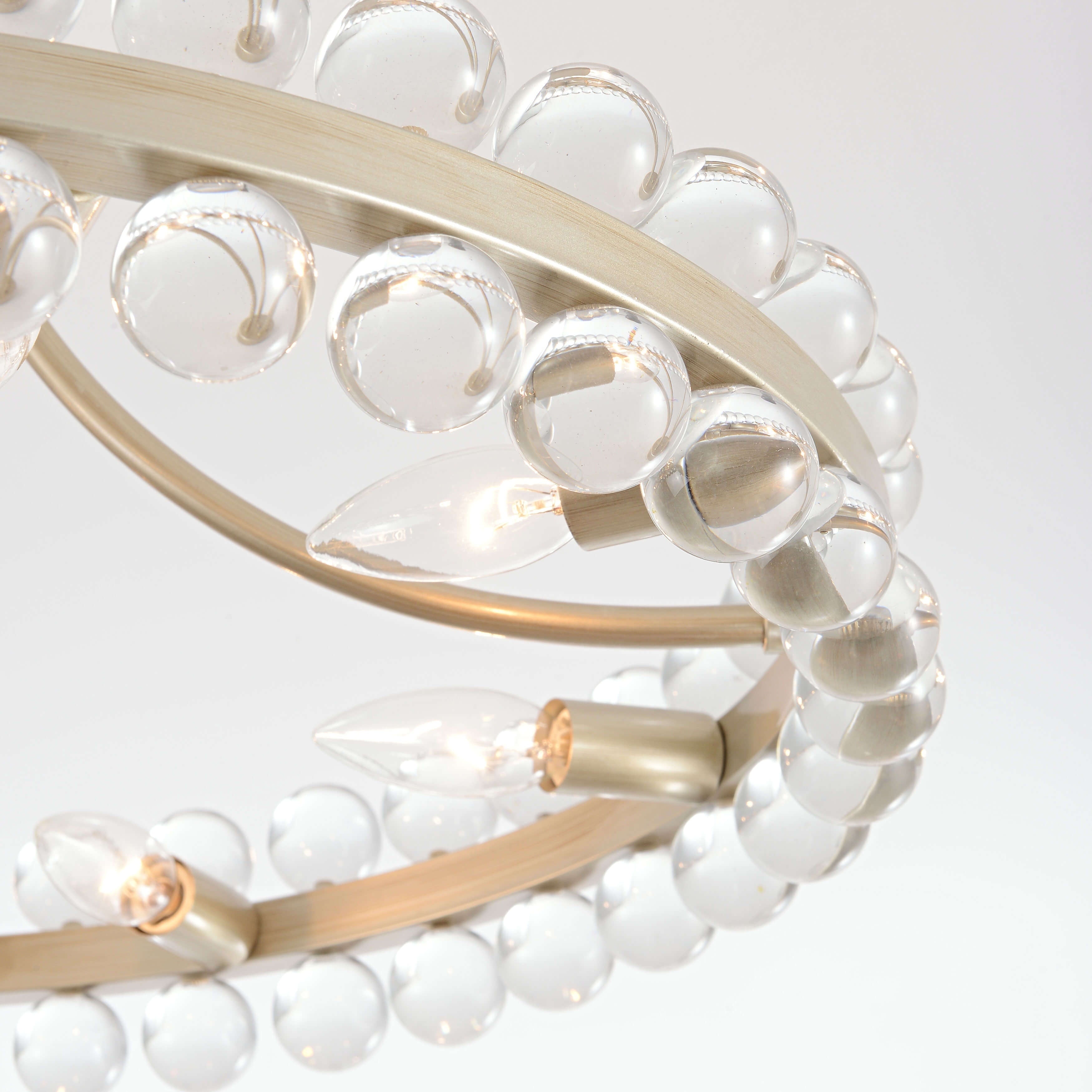 Plafonnier semi-encastré en cristal Elvira à 8 lumières, forme de roue de chariot