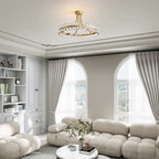 Plafonnier semi-encastré en cristal Elvira à 8 lumières, forme de roue de chariot