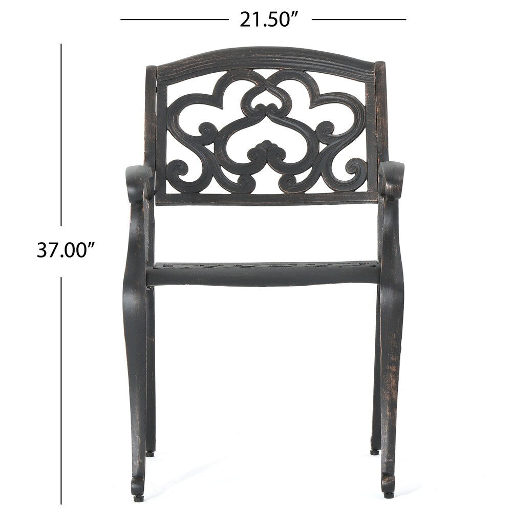 Collection de salle à manger rustique d'extérieur en cuivre et aluminium moulé Abigal par Christopher Knight Home - N/A