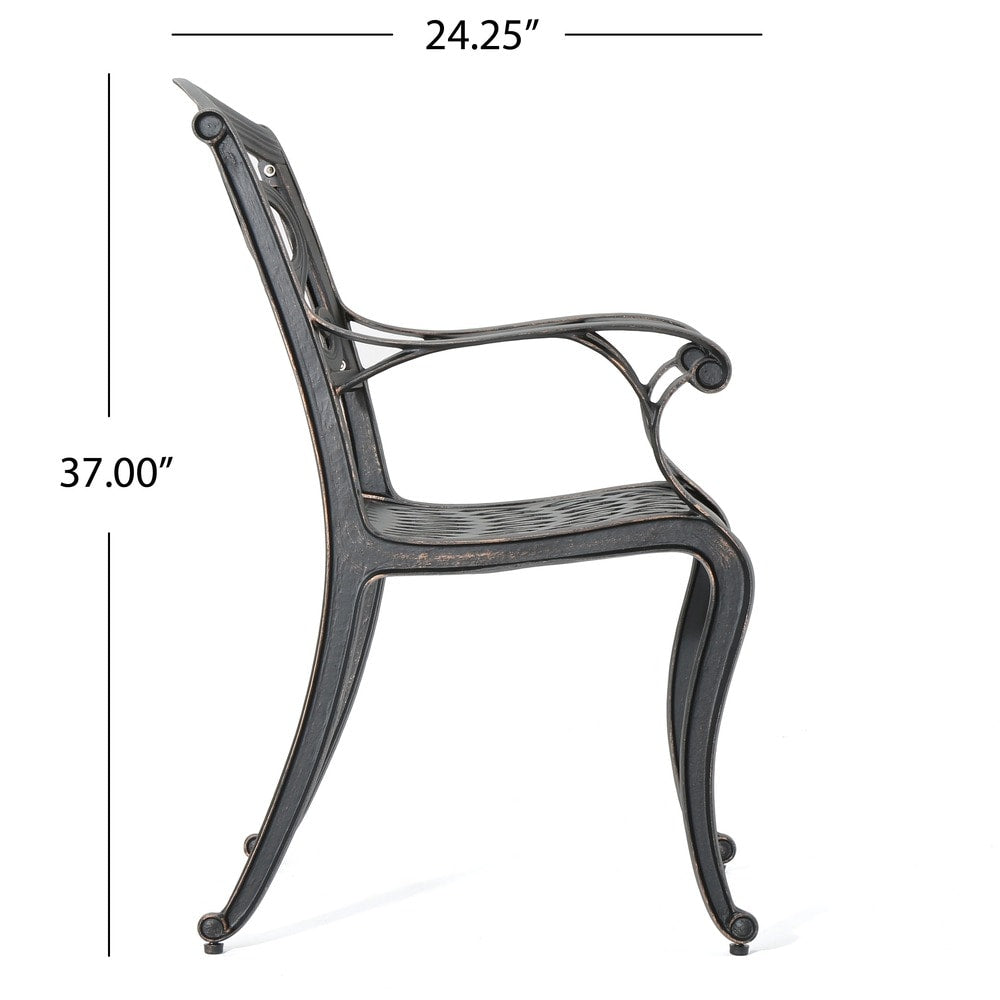 Collection de salle à manger rustique d'extérieur en cuivre et aluminium moulé Abigal par Christopher Knight Home - N/A
