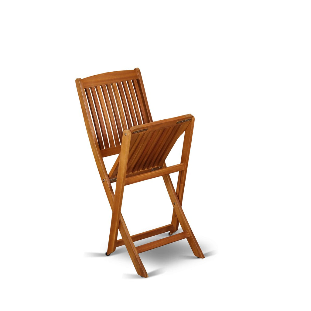 Ensemble de table de patio East West Furniture : table en bois d'acacia, chaises pliantes et chaises d'appoint, huile naturelle (options de pièces)