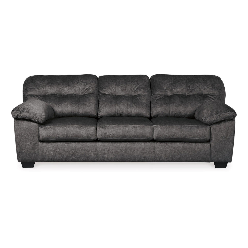 Canapé Acai, coussins capitonnés, accoudoirs en polyester gris, 94 pouces