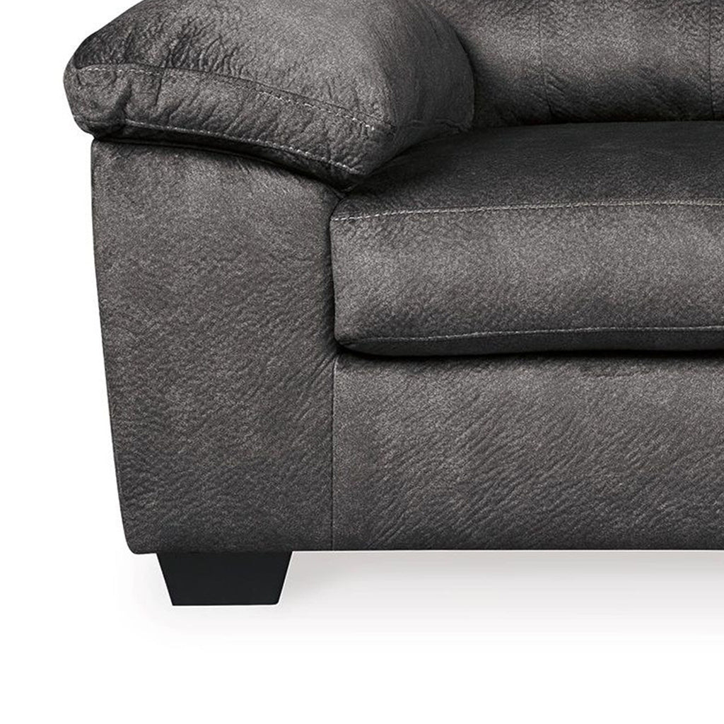 Canapé Acai, coussins capitonnés, accoudoirs en polyester gris, 94 pouces